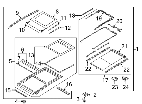 2020 Hyundai Santa Fe Sunroof Nut-Washer Assembly Diagram for 13390-06001