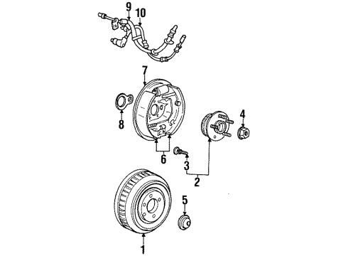 2002 Ford Windstar Rear Brakes Axle Nut Diagram for FODZ-4B477-A