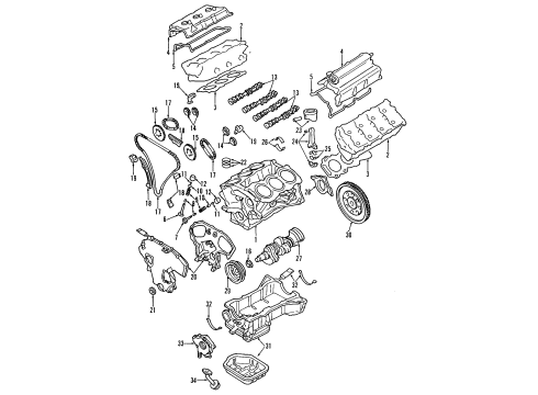 2005 Infiniti G35 Engine Parts, Mounts, Cylinder Head & Valves, Camshaft & Timing, Oil Pan, Oil Pump, Crankshaft & Bearings, Pistons, Rings & Bearings, Variable Valve Timing Cover Assy-Front Diagram for 13501-AC700