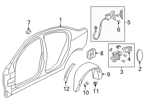 2015 Chevrolet Caprice Quarter Panel & Components Wheelhouse Liner Diagram for 92250901