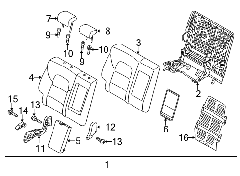 2019 Kia Sportage Rear Seat Components Cover-2ND Cushion Outer Outside Diagram for 89490D9000WK