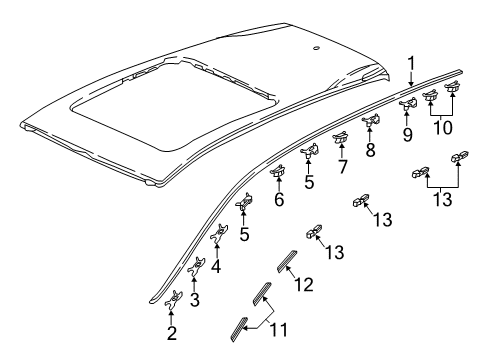 2021 Honda CR-V Exterior Trim - Roof Clip A, FR. Windshield Side Diagram for 91570-TA5-A01