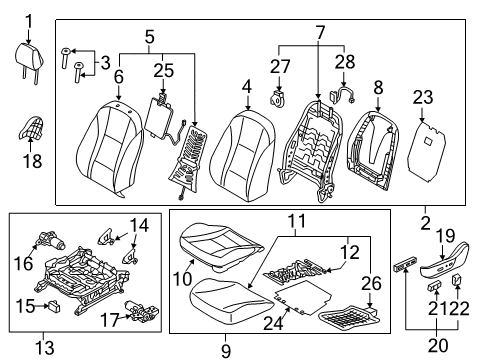 2016 Hyundai Elantra GT Heated Seats Cover-Front Cushion Anti Noise Diagram for 88145-3X000