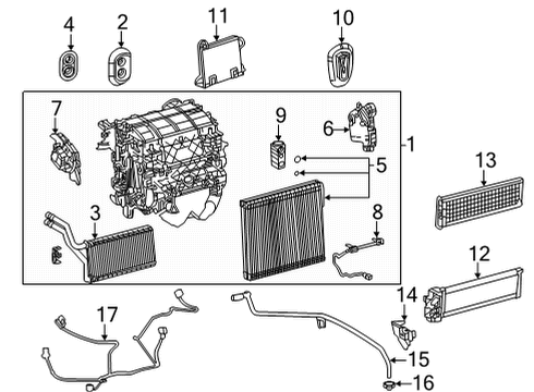 2020 Toyota Highlander A/C & Heater Control Units Evaporator Core Diagram for 88501-06380