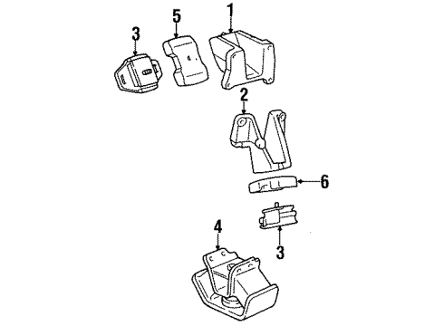 1998 Toyota T100 Engine & Trans Mounting Bracket, Engine Mounting, Front RH Diagram for 12311-75020