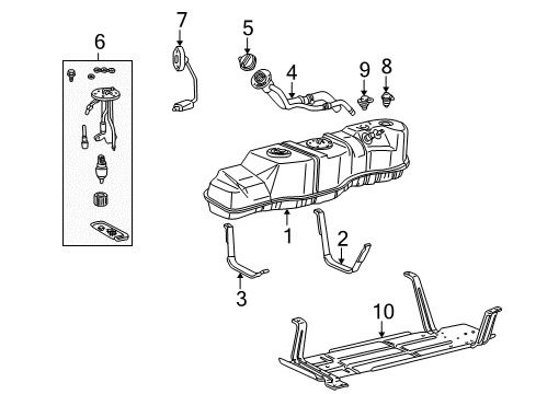 2002 Lincoln Blackwood Fuel Supply Fuel Pump Diagram for 2C6Z-9H307-AB