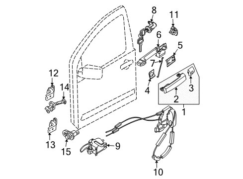 2007 Nissan Frontier Front Door - Lock & Hardware Striker Assy-Front Door Lock Diagram for 80570-EA000