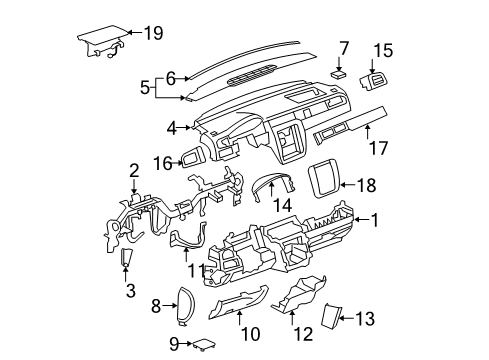 2012 Chevrolet Tahoe Instrument Panel Defroster Grille Diagram for 15794139