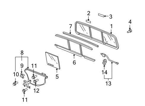 2008 Honda Ridgeline Back Glass Runchannel Set Diagram for 73231-SJC-A01