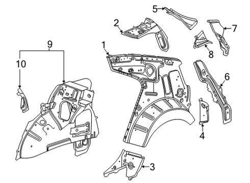 2021 Cadillac CT4 Inner Structure - Quarter Panel Inner Wheelhouse Diagram for 85112823