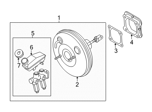 2007 Chevrolet Aveo5 Dash Panel Components Booster Asm, Power Brake Diagram for 96473006