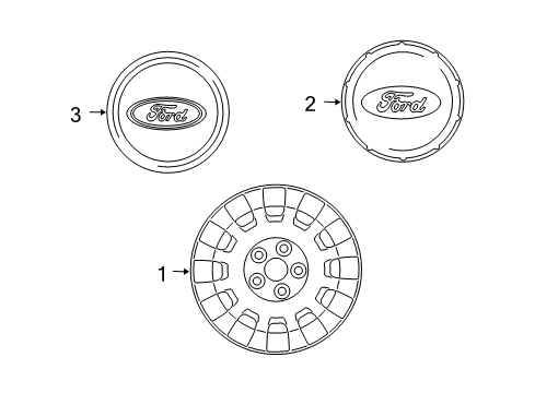 2009 Ford Crown Victoria Wheel Covers & Trim Wheel Cover Diagram for 3W7Z-1130-EA