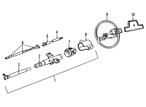 1995 Pontiac Bonneville Steering Column, Steering Wheel & Trim Column Asm, Steering Diagram for 26040271