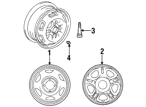 2001 Chevrolet Prizm Wheels Wheel Rim, 14X5.5 Diagram for 94859255