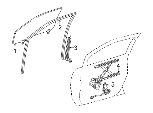 2003 Lexus RX300 Front Door Run, Front Door Glass, RH Diagram for 68141-48010