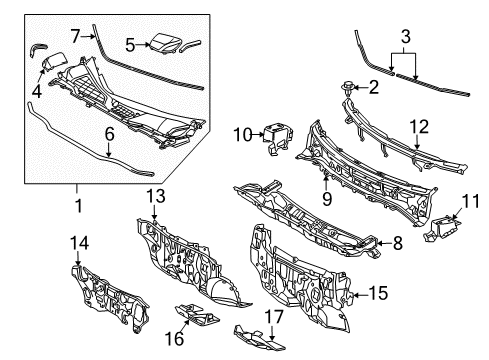 2010 Lexus RX350 Cowl Insulator Assy, Dash Panel Diagram for 55210-0E030