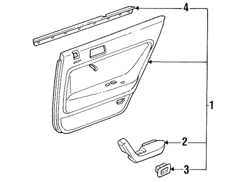 1993 Honda Accord Interior Trim - Rear Door Armrest, Left Rear Door (Silky Ivory) Diagram for 83793-SM4-960ZE