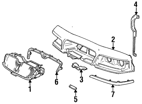 1995 Mercury Grand Marquis Front Panel Header Panel Brace Diagram for F5MY8B057A