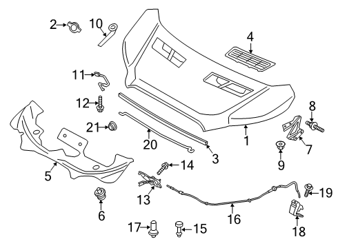 2019 Ford Transit-150 Hood & Components Support Rod Diagram for BK3Z-16826-A