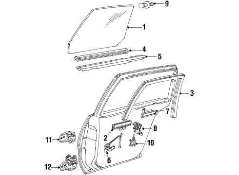 1990 Buick Skylark Door & Components S/Strip Asm-Rear Door Window Inner At Belt Diagram for 22546196