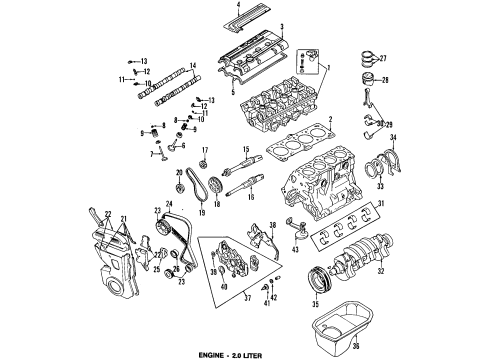 1998 Mitsubishi Eclipse Engine Parts, Mounts, Cylinder Head & Valves, Camshaft & Timing, Oil Pan, Oil Pump, Balance Shafts, Crankshaft & Bearings, Pistons, Rings & Bearings Gasket Pkg-Engine Lower Diagram for 4798967AB
