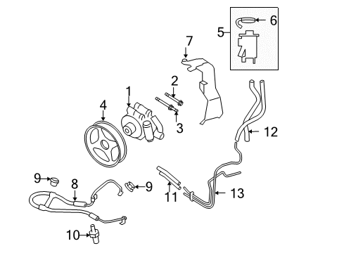 2005 Ford F-150 P/S Pump & Hoses, Steering Gear & Linkage Reservoir Bracket Diagram for 4L3Z-3489-BA