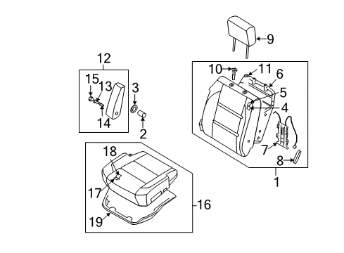 2009 Nissan Titan Front Seat Components Cushion Assembly - Front Seat Diagram for 87350-ZT00A