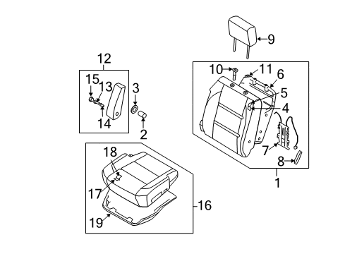 2008 Nissan Titan Front Seat Components Frame Assembly-Front Seat Back Diagram for 87651-ZH000