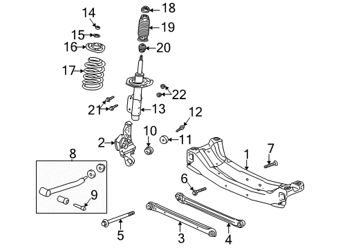 2001 Oldsmobile Alero Rear Suspension Components, Stabilizer Bar Strut Diagram for 88985523