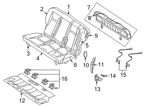 2005 Chrysler PT Cruiser Rear Seat Components Seat Cushion Foam Diagram for 5139502AA