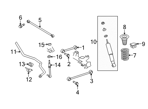 2010 Toyota 4Runner Rear Suspension Components, Lower Control Arm, Upper Control Arm, Ride Control, Stabilizer Bar Coil Spring Diagram for 48231-35460