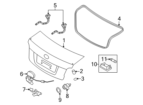 2006 Kia Rio Trunk Lid Bar-Trunk Lid Hinge Diagram for 792831G000