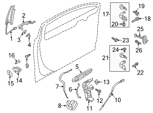 2016 Ford Fusion Keyless Entry Components Lock Cable Diagram for DS7Z-54221A00-A