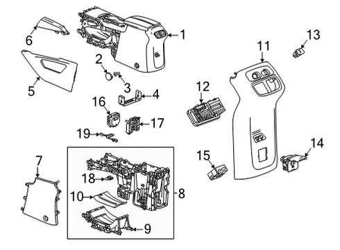 2022 Buick Envision Center Console Seat Heat Switch Diagram for 84696950