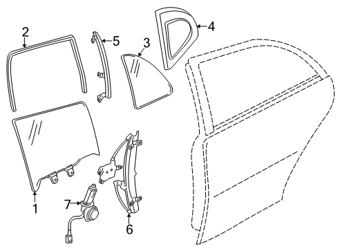 2003 Infiniti Q45 Rear Door Glass Run-Rear Door Window, LH Diagram for 82331-AR000