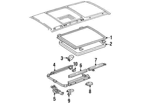 1992 Toyota Previa Sunroof Cable Sub-Assy, Rear Slide Roof Drive Diagram for 63803-95D00