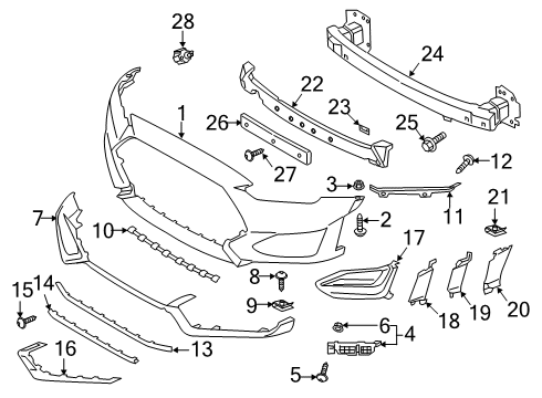 2022 Hyundai Veloster N Bumper & Components - Front Retainer-Tapping Screw Diagram for 866991E010