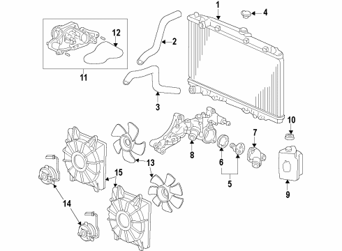 2017 Acura RLX Cooling System, Radiator, Water Pump, Cooling Fan Passage, Water Diagram for 19410-R9S-A00