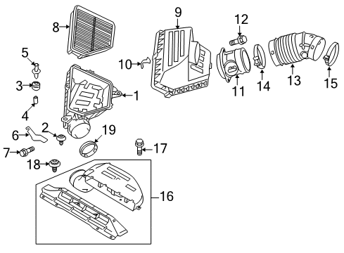 2011 Hyundai Genesis Coupe Powertrain Control Cover Assembly-Air Cleaner Diagram for 28118-2M700