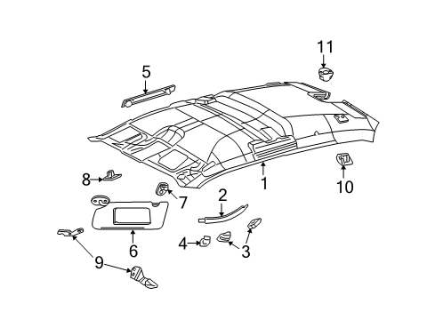 2009 Dodge Challenger Interior Trim - Roof Bracket-Coat Hook Diagram for 5000080AC