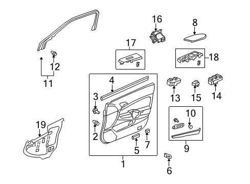 2014 Honda Crosstour Mirrors Panel, R. Switch *NH167L* (Sub) (GRAPHITE BLACK) Diagram for 83542-TA0-A01ZA