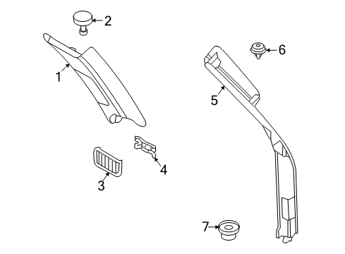 2004 BMW X3 Interior Trim - Quarter Panels Cover, Column D, Right Diagram for 51433403334