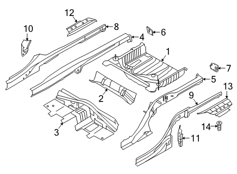 2019 Kia K900 Rear Floor & Rails Panel Assembly Diagram for 65523J6000