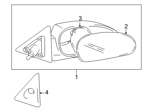 2002 Hyundai Accent Outside Mirrors Mirror & Holder Assembly-Outside Rear Vi Diagram for 87611-25000