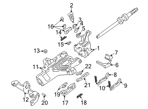 2010 Ford Ranger Ignition Lock Column Housing Bracket Diagram for F87Z-3676-DA