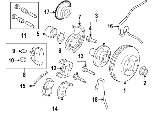 2010 Mercury Mariner Front Brakes Front Hub Diagram for 8L8Z-1104-A