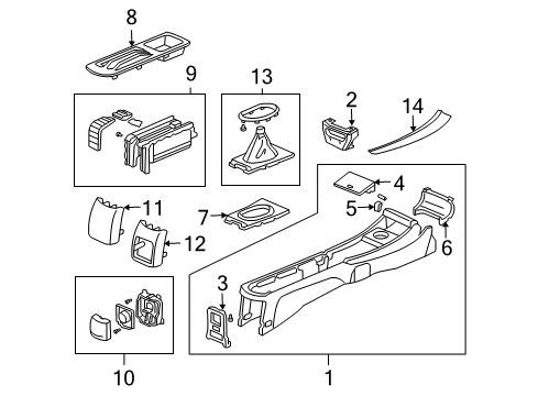 2002 Honda Civic Center Console Holder Assembly, Rear Cup (Graphite Black) Diagram for 83430-S5A-A01ZC