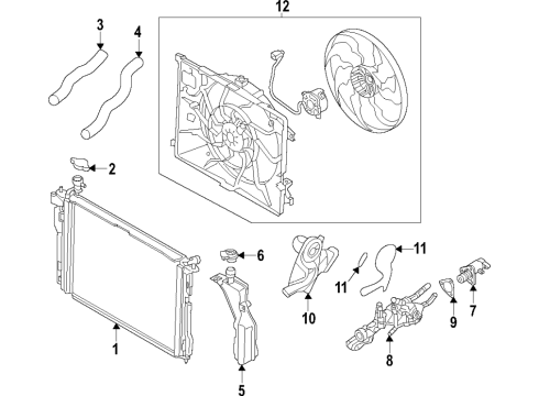 2019 Genesis G70 Cooling System, Radiator, Water Pump, Cooling Fan Blower Assembly Diagram for 25380J5160