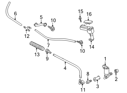 2015 Lexus LX570 Headlamp Washers/Wipers Hose Diagram for 90075-15056