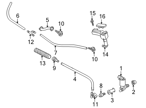 2015 Lexus LX570 Headlamp Washers/Wipers ACTUATOR Sub-Assembly, HEADLAMP Washer Diagram for 85207-60070